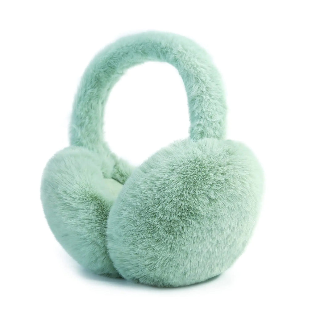 Foldable Fluffy Earmuffs for Women - Green Winter Ear Warmers