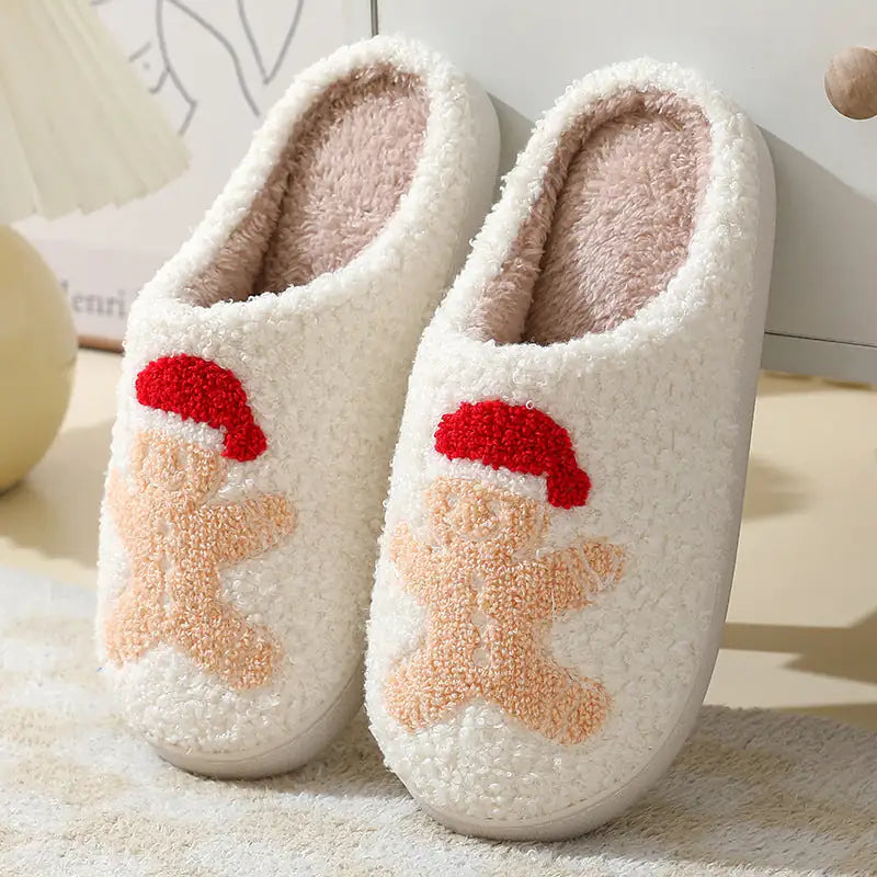 Christmas Santa Claus Slippers - Plush Cotton Winter House Shoes for Couples