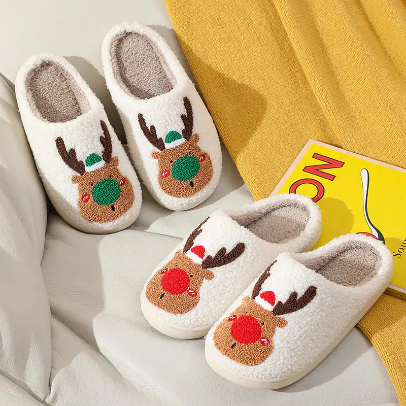 Christmas Elk Slippers - Cozy Winter House Shoes | New