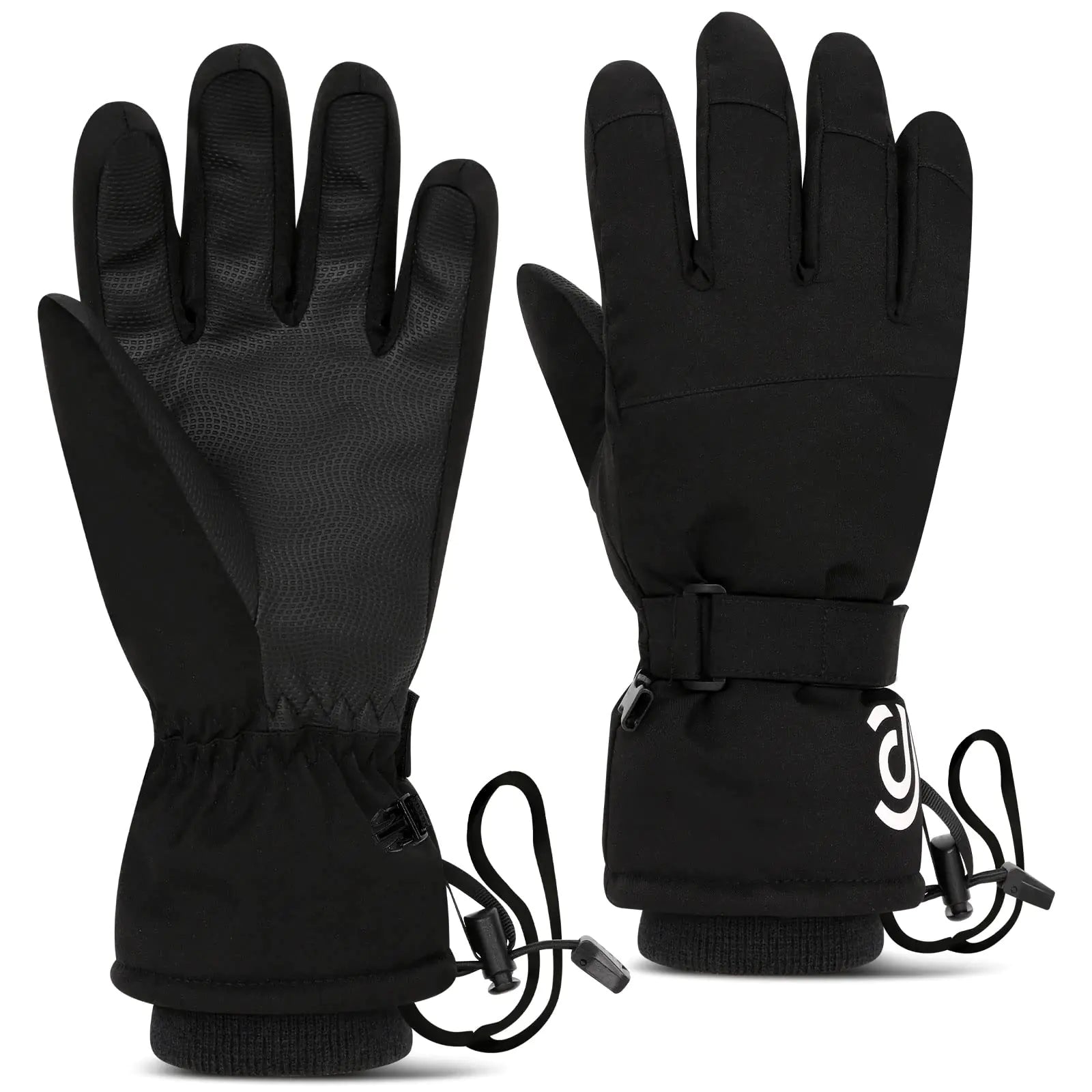 Waterproof Ski & Snowmobile Gloves - Touchscreen Winter Gloves with Wrist Straps