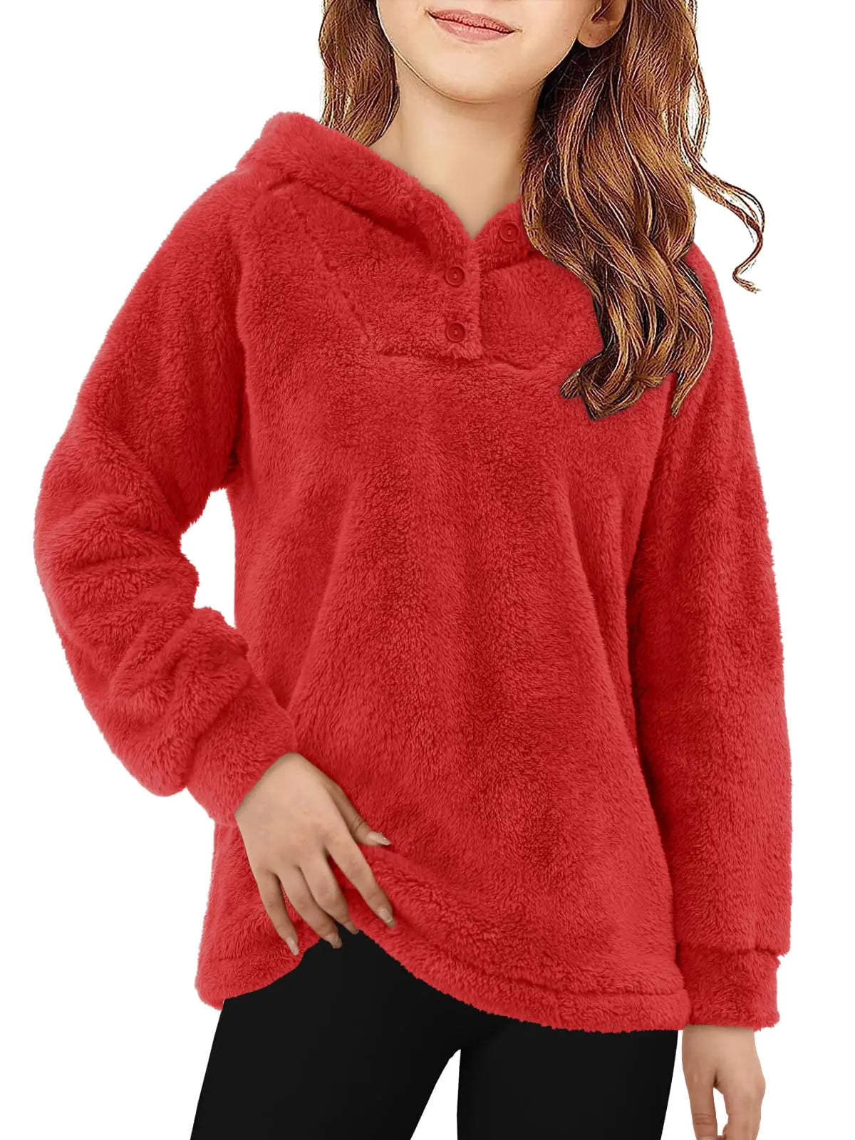 storeofbaby Winter Hoodies for Little Girls Cute Warm Fleece Sweatshirt Red Tops