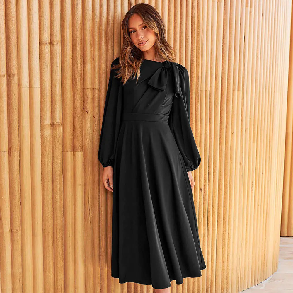 Solid Color Dress for Women - Autumn and Winter