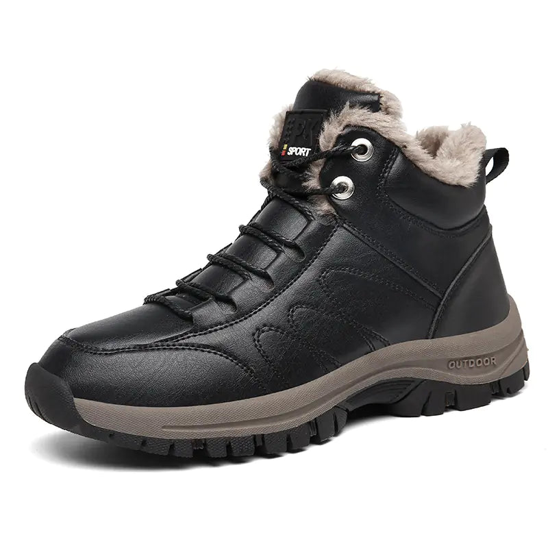 Warm Leather Winter Boots for Men with Plush Lining