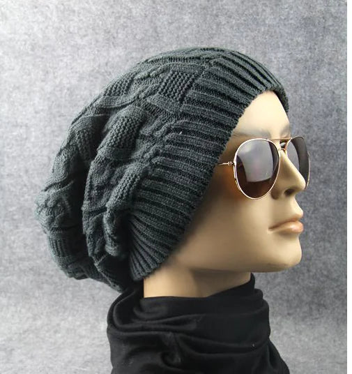 Knit Beanie, Cable Knit Hat, Slouchy Cap