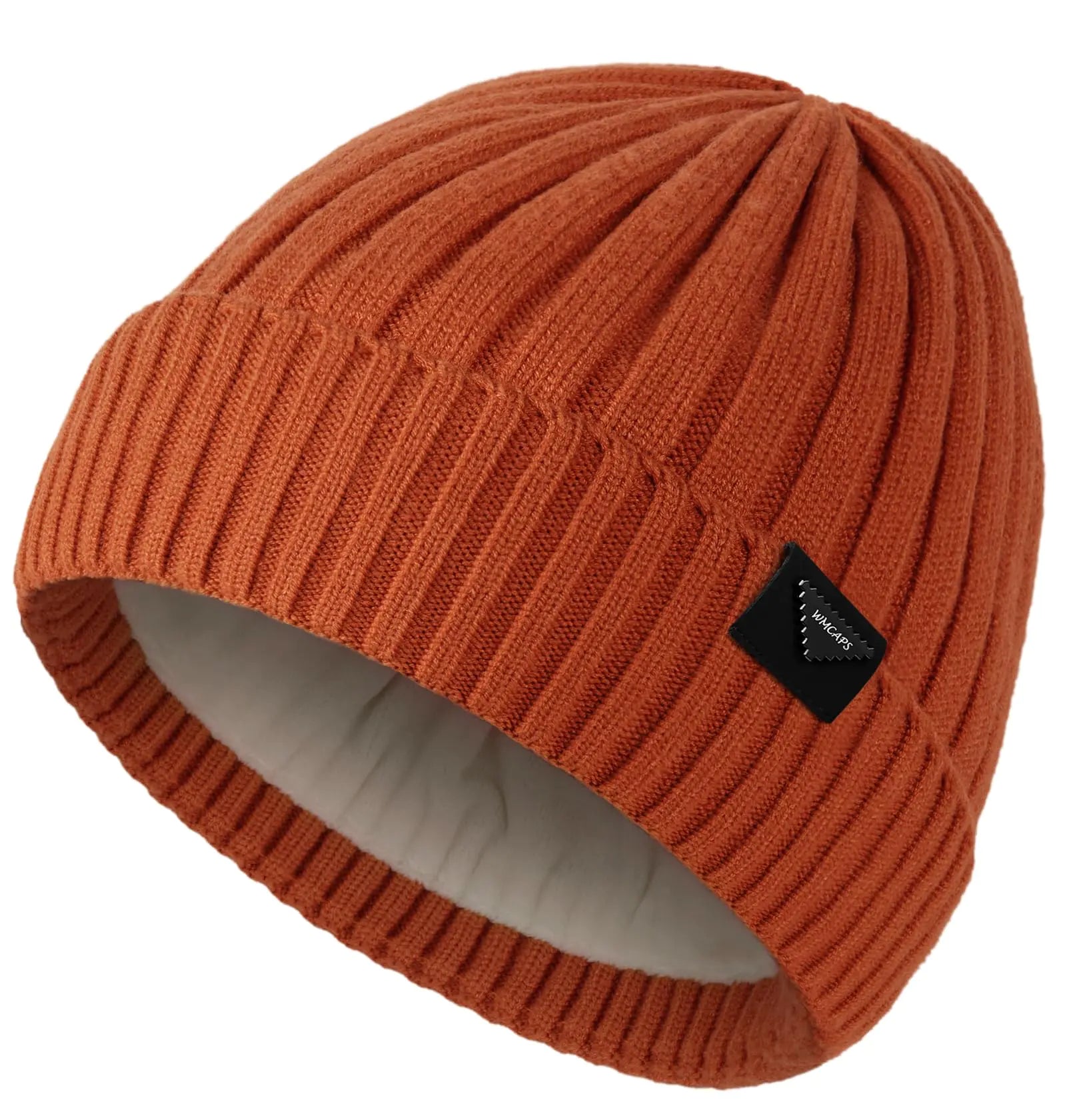 Wmcaps Fleece-Lined Winter Beanie - Warm Knit Hat (Orange)