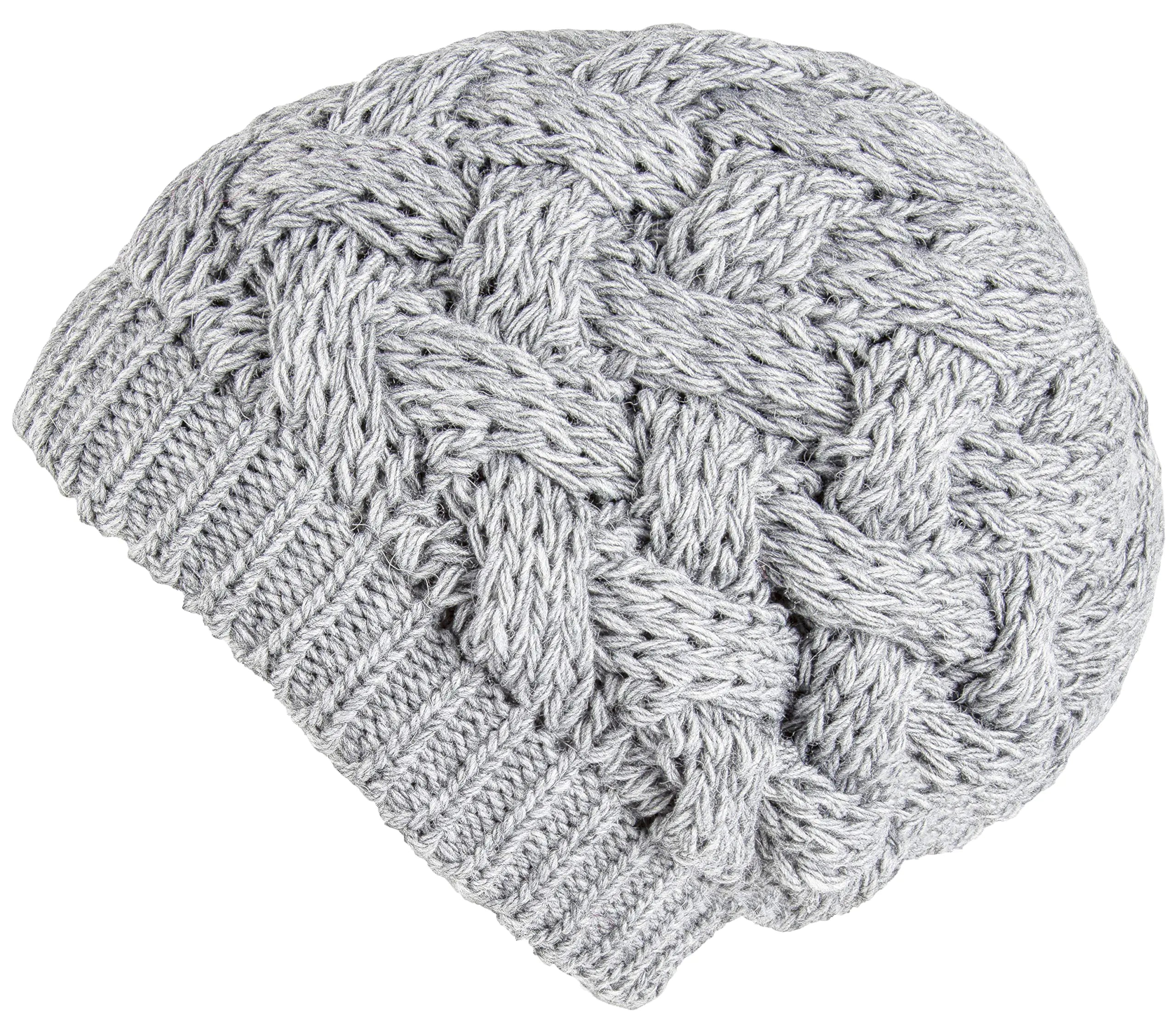 Lilax Cable Knit Slouchy Chunky Oversized Soft Warm Winter Beanie Hat Light Gray