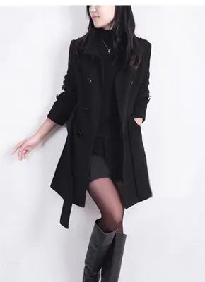 2017 Women's Long Wool Winter Coat Jacket
