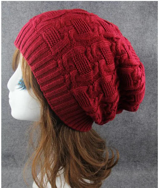 Knit Beanie, Cable Knit Hat, Slouchy Cap