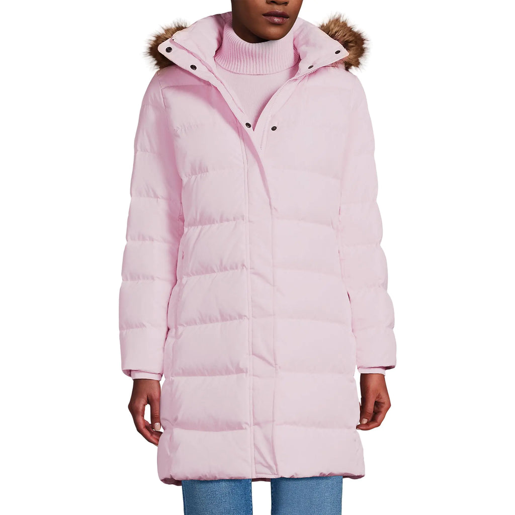 Lands End Womens Winter Down Coat Pink Frost Petite X-Small