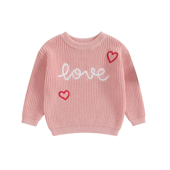 Pull bébé fille pour la Saint-Valentin - Haut à manches longues imprimé cœur 3-24 mois | Neuf
