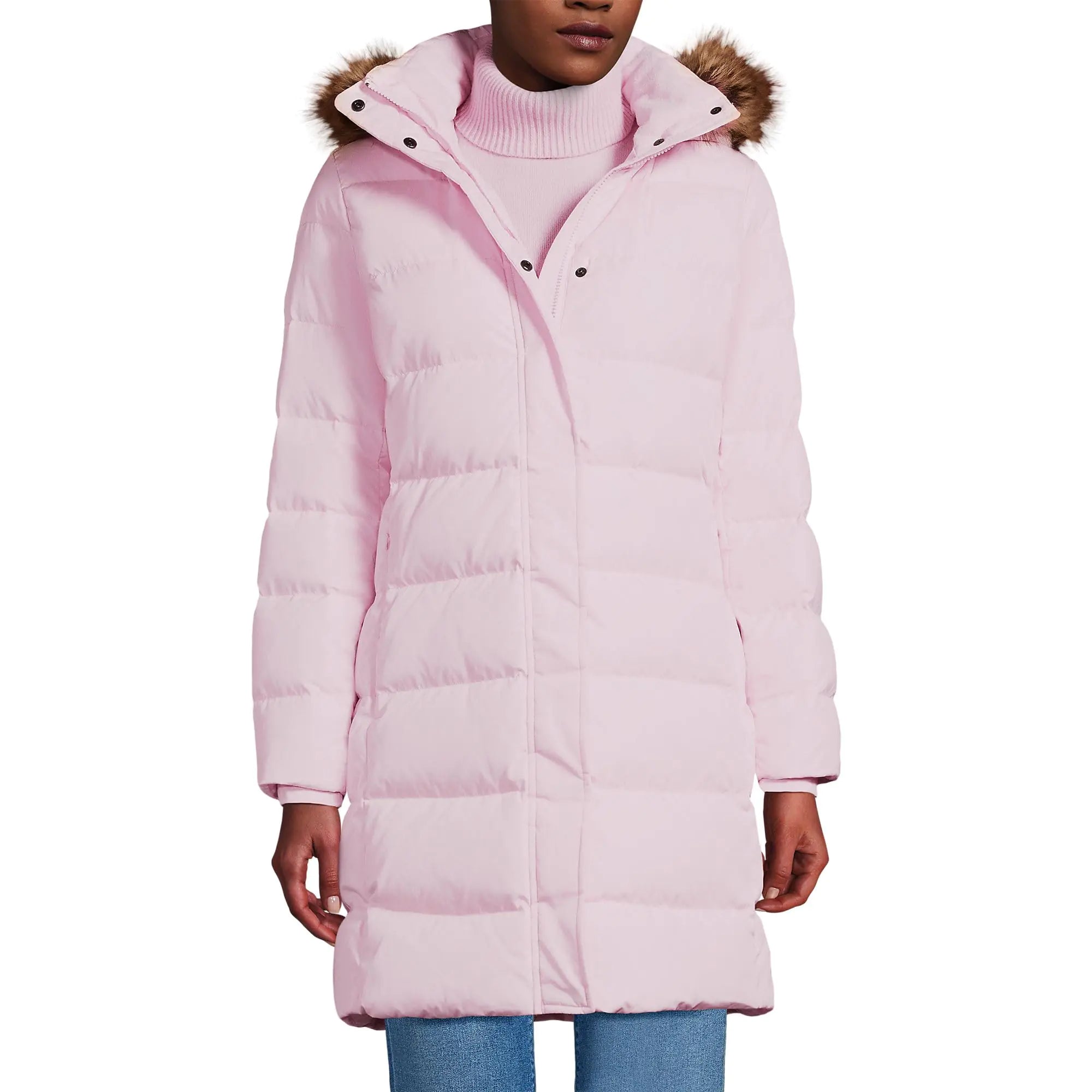 Lands End Womens Winter Down Coat Pink Frost Petite X-Small
