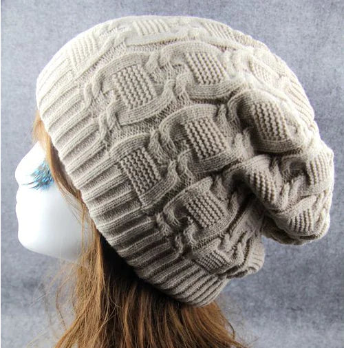 Knit Beanie, Cable Knit Hat, Slouchy Cap