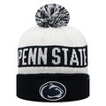Penn State Winter Pom Beanie - Collegiate Cuffed Knit Hat (White)
