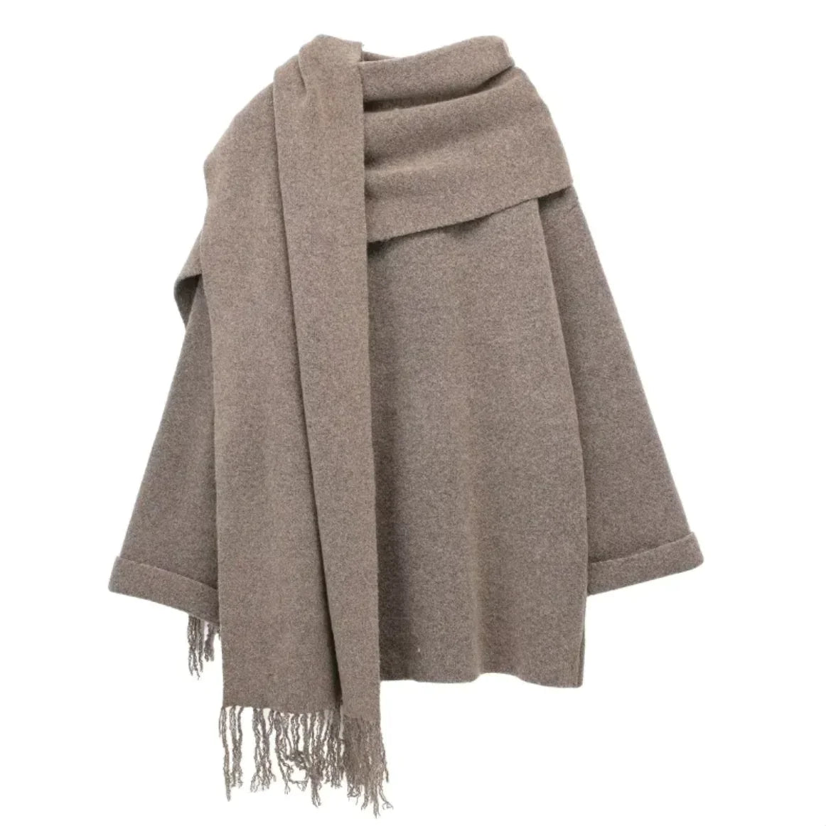 Cozy Knitted Scarf Cape Coat | Black Friday Sales