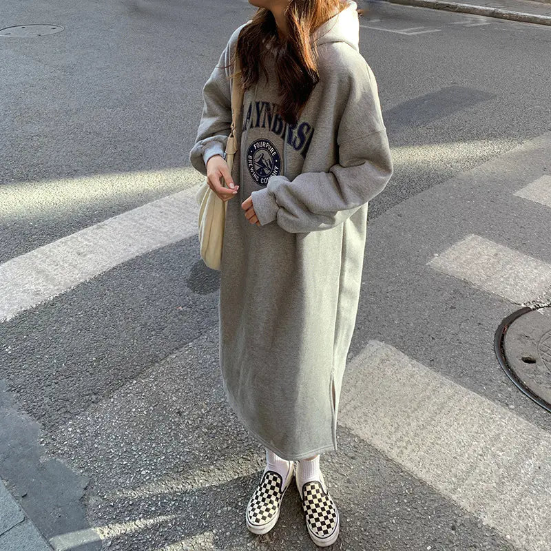 Winter Women's Oversized Hoodie Dress with Hood