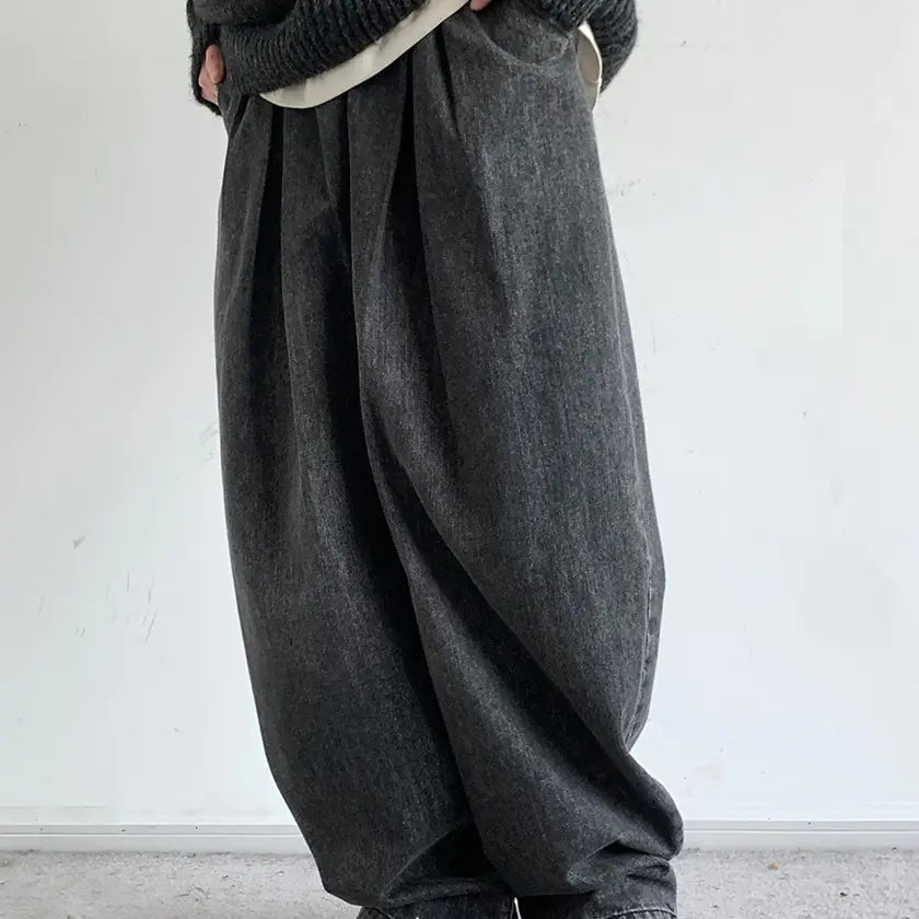 Vintage Washed Winter Jeans for Men and Women