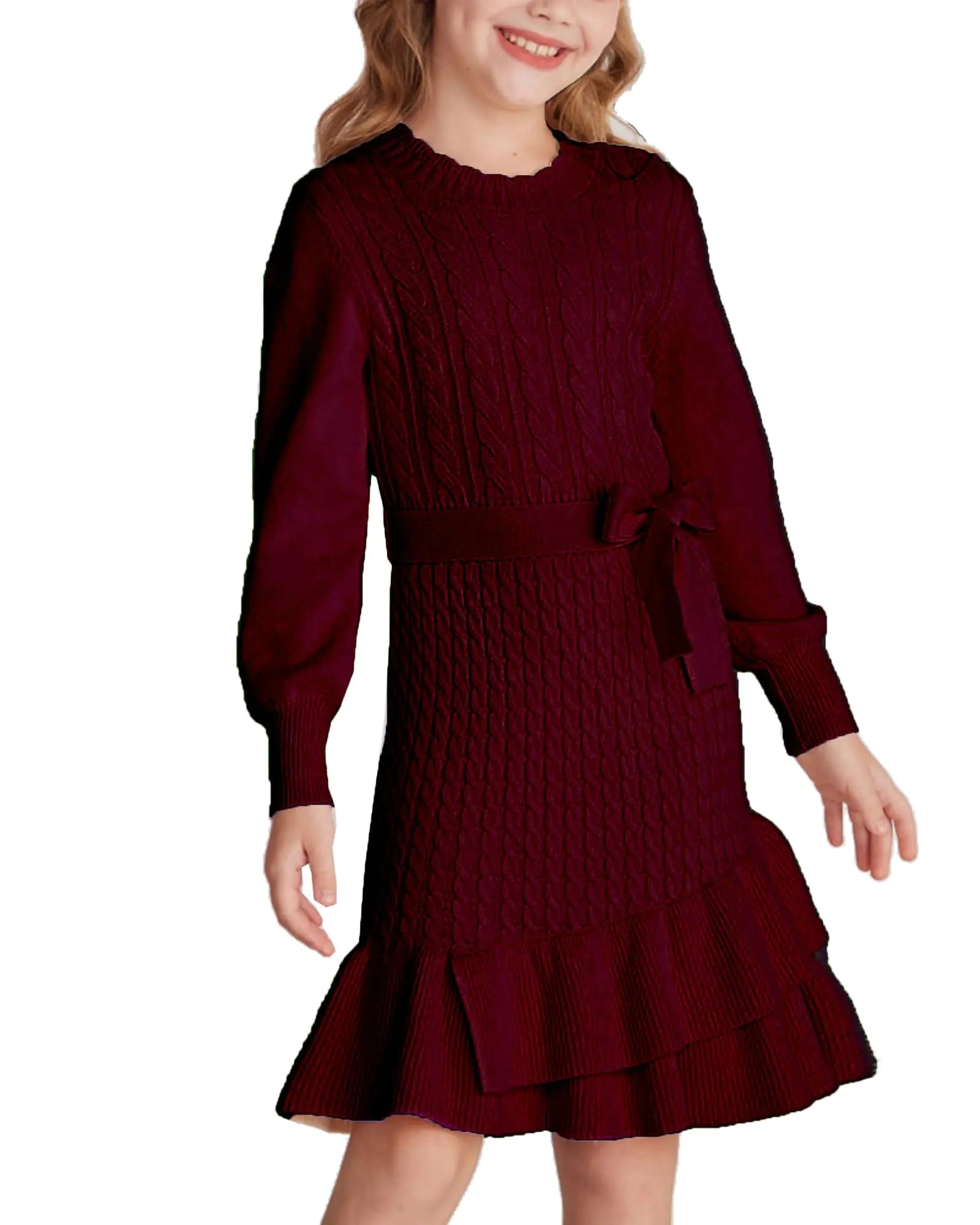Red Sweater Dress Size 6-7 Long Sleeve Fall Winter Casual Cute Christmas Dress