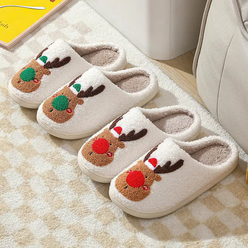 Christmas Elk Slippers - Cozy Winter House Shoes | New