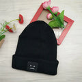 Knit Winter Beanie with Square Smiley Face Design