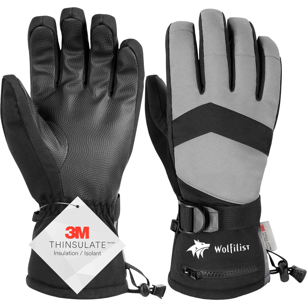 WOLFILIST Ski Gloves - Waterproof 3M Thinsulate Winter Gloves with Touchscreen