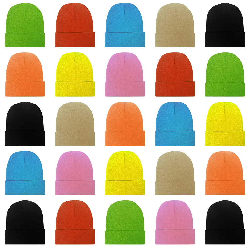 LYDTICK 25 Pack Winter Beanies - Wholesale Knit Skull Caps (7 Colors)