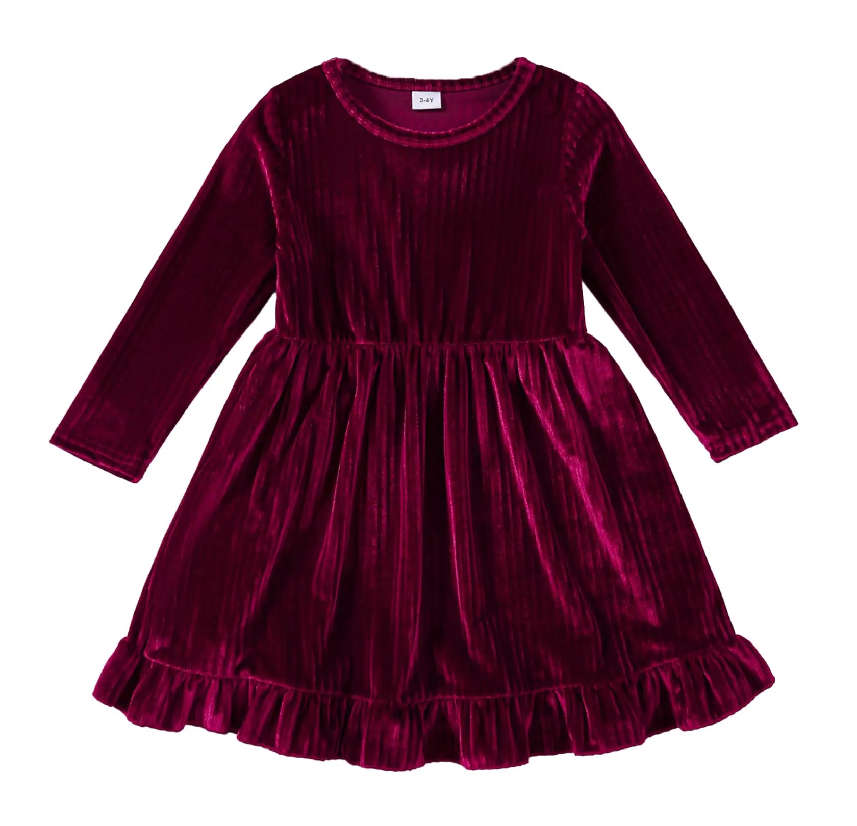 Little Girl Dress Velvet Long Sleeve Dress Girl Fall Winter Party Dresses 3-8T