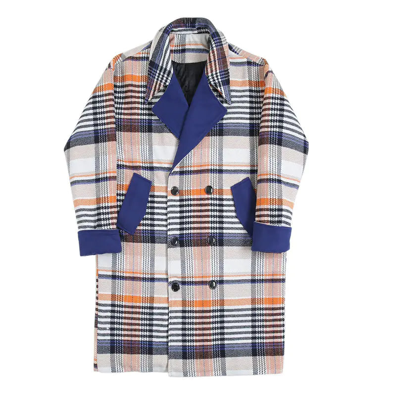 Custom Plaid Wool Long Coat for Men (Winter)