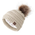 ZANDO Women's Satin-Lined Winter Beanie - Warm Knit Hat with Pom Pom (Beige)