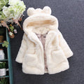 Girls' Faux Fur Coat with Rabbit Ear Sweater |