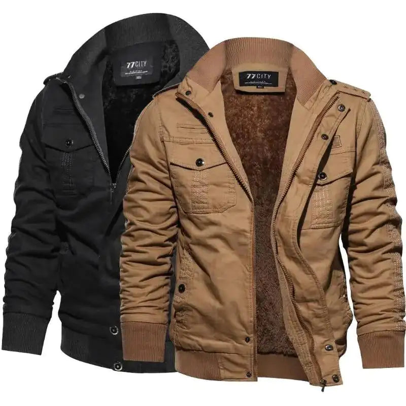 Men's Winter Cargo Jacket - Warm Down Coat with Multi-Pockets (6XL)