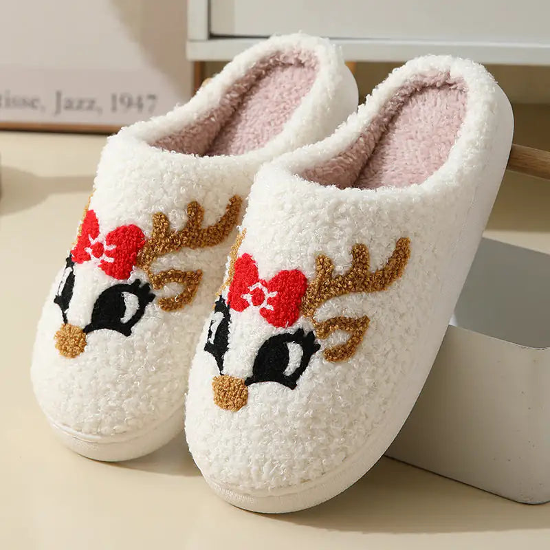 Christmas Santa Claus Slippers - Plush Cotton Winter House Shoes for Couples