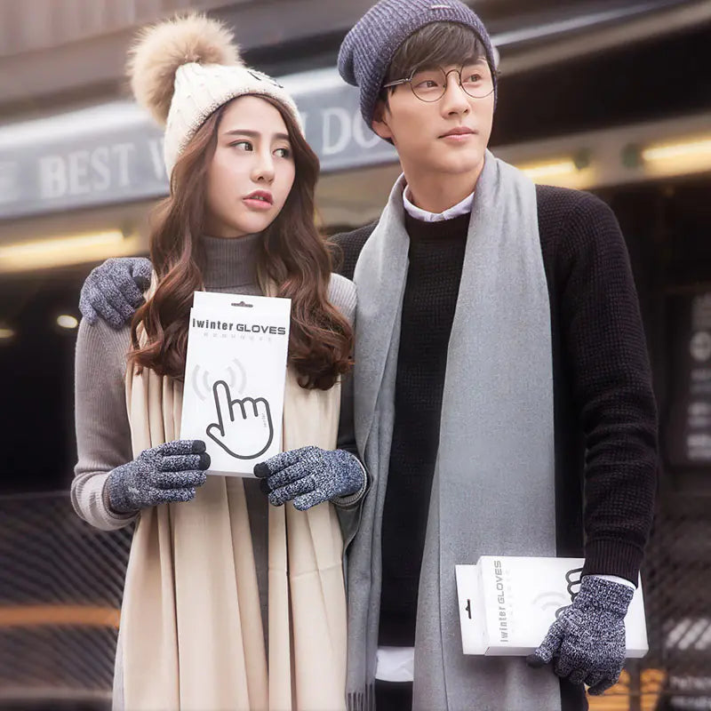 Men's Touchscreen Winter Gloves, Warm Knitted Outdoor Gloves |