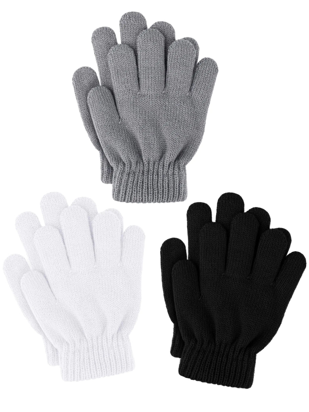 Kids Winter Gloves 3-Pack - Thick Knit Gloves (Glooarm)