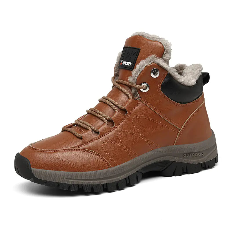Warm Leather Winter Boots for Men with Plush Lining