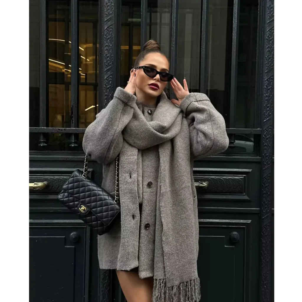 Cozy Knitted Scarf Cape Coat | Black Friday Sales
