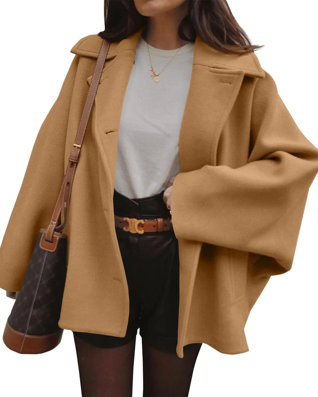 Women's Classic Pea Coat - Oversized Single Breasted Winter Jacket