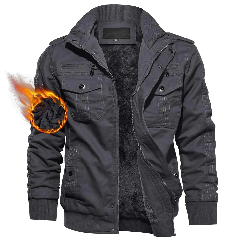 TACVASEN Mens Winter Jacket Military Outwear Winter Coat Cargo Jacket for MenDark Grey XL