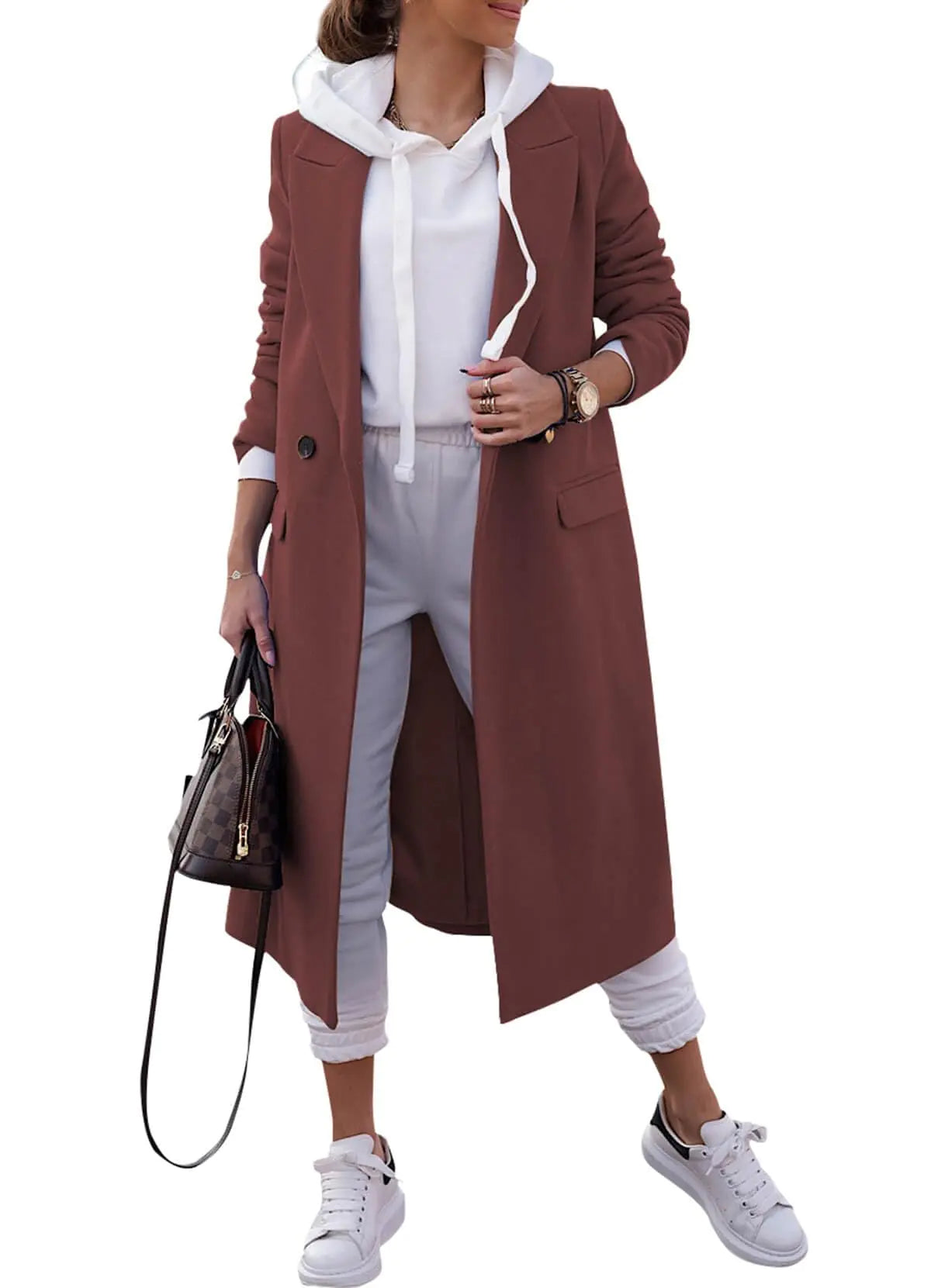 Manteau Pea Coat Laine Femme - Style Trench Long