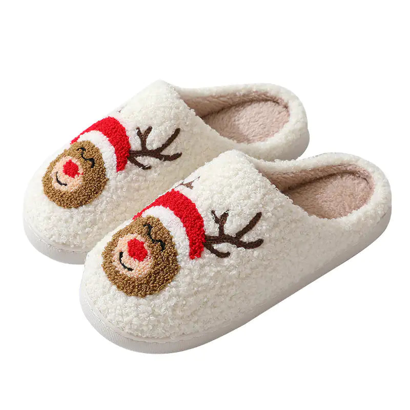 Christmas Santa Claus Slippers - Cozy Cotton Winter House Shoes for Women & Men