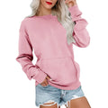 Women's Fleece Crewneck Sweatshirt - Long Sleeve Pullover with Pocket