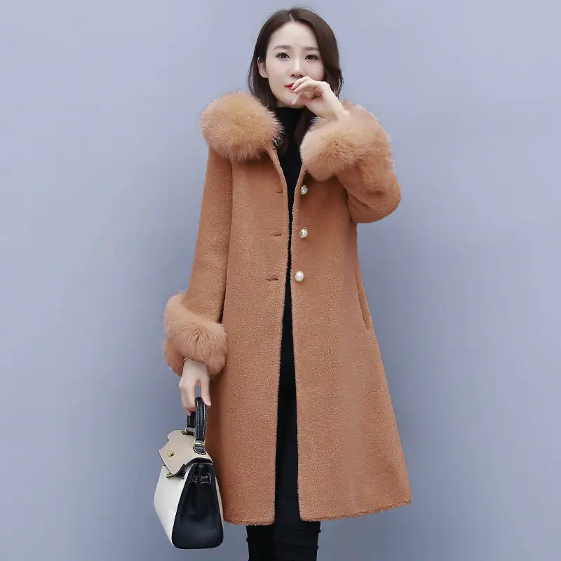 Faux Fur Sheepskin Overcoat - Luxury Wool Jacket for Women | Premium Winter Coat