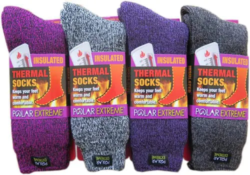 Polar Extreme Thermal Sock Extra Heavy Acrylic Winter Marled Socks 4-Pack Colors9