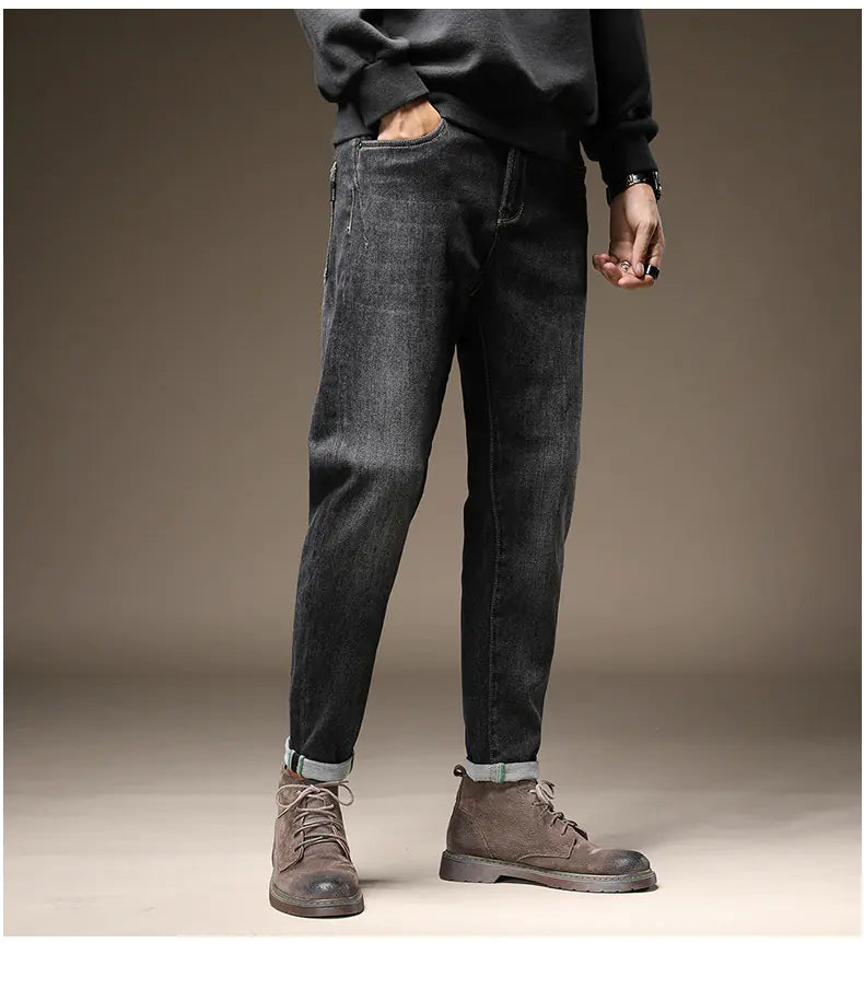 Slim-Fit Black Jeans for Men - Fall & Winter Style
