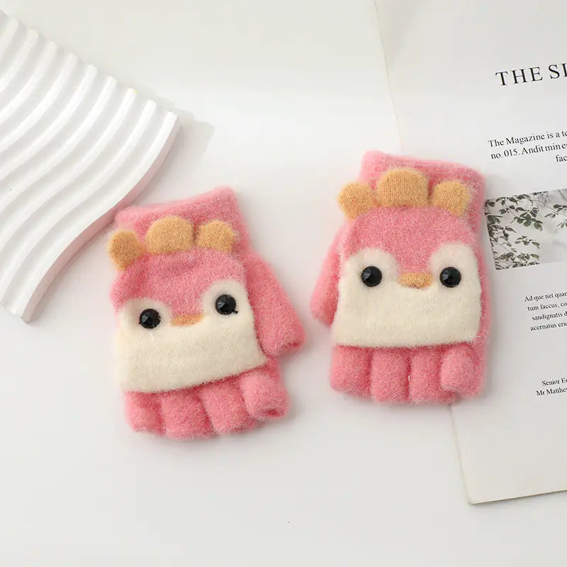 Children's Winter Gloves for Ages 4-10 with Flip Design