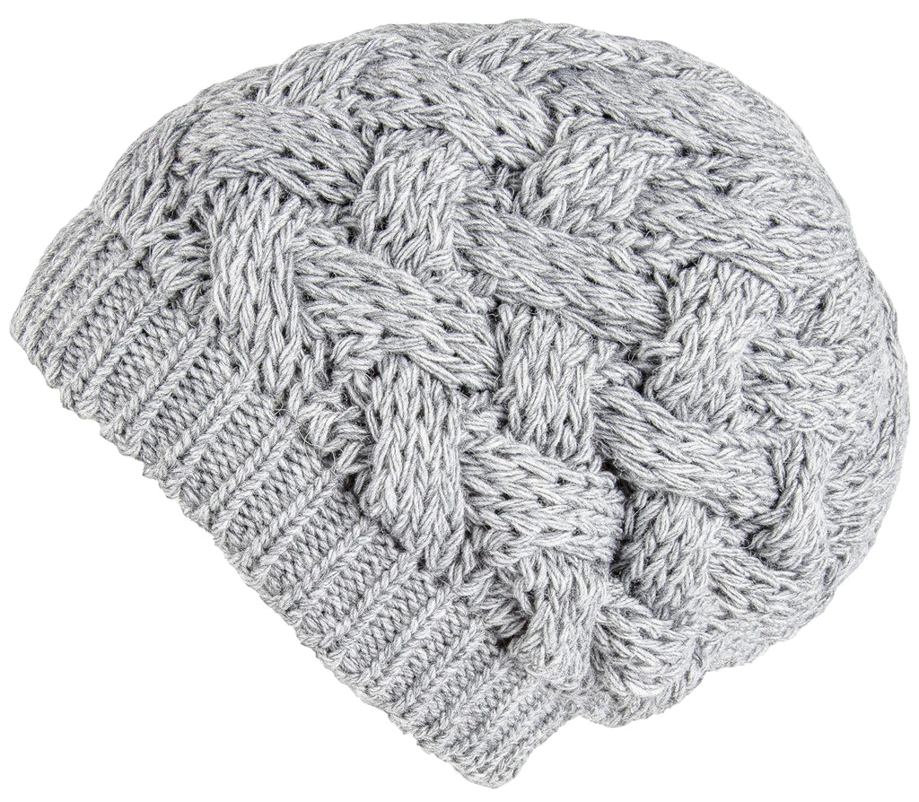 Lilax Cable Knit Slouchy Chunky Oversized Soft Warm Winter Beanie Hat Light Gray