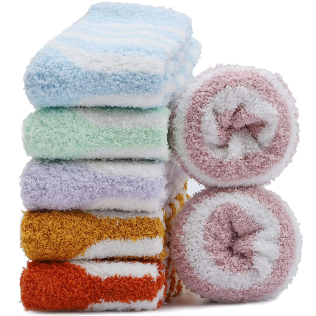 Women's Fuzzy Socks - Soft Cozy Slipper Socks 6 Pairs