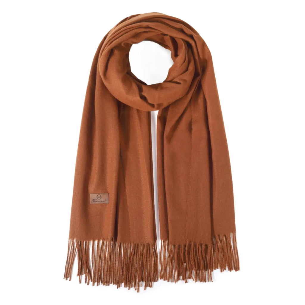 Women's Plaid Winter Scarf - Oversized Blanket Scarf (Brown)