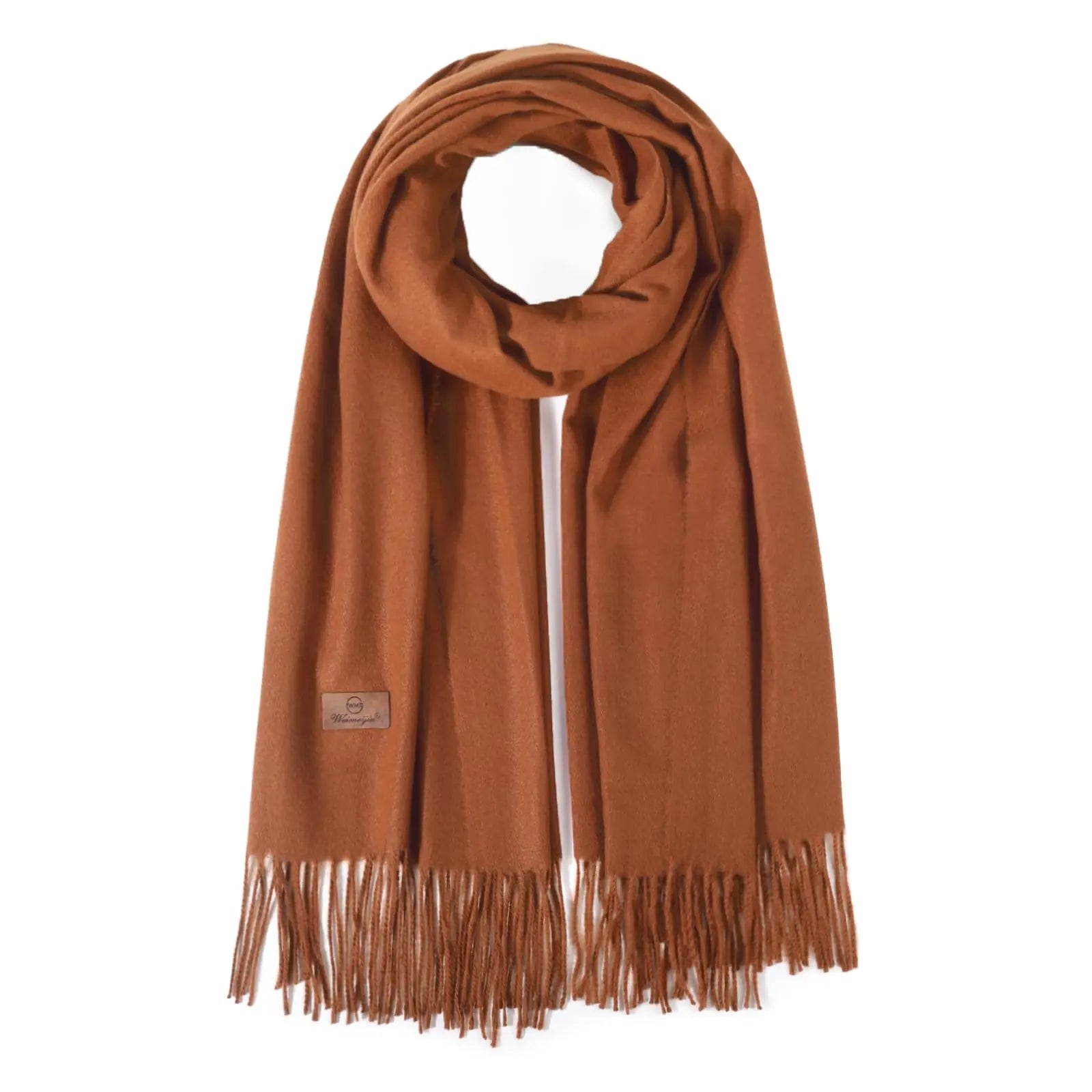 Women's Plaid Winter Scarf - Oversized Blanket Scarf (Brown)