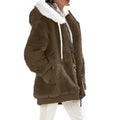 Women's Oversized Fleece Zip-Up Jacket - Warm Plush Hooded Winter Coat