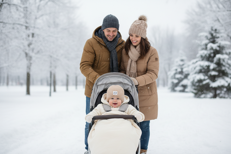 Baby in Stroller Winter Walk